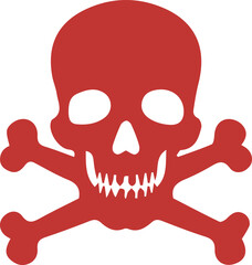 Human skull with red heart and crossbones illustration, tattoo style, black and white vector, scary symbol of death, danger, and evil