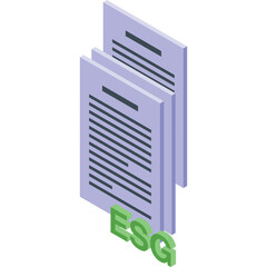 ESG document icon in isometric view with transparent background representing environmental social and governance principles in business strategy and corporate responsibility planning