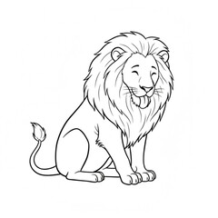 Strong and proud lion character in various actions set of cartoon vector illustrations on white background