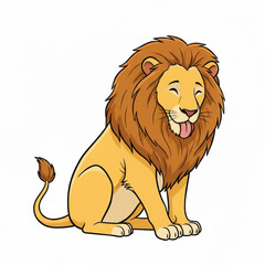 Strong and proud lion character in various actions set of cartoon vector illustrations on white background