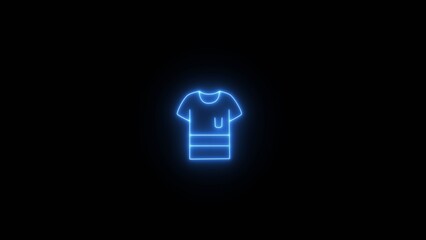 Neon traditional Muslim clothing and long t-shirt icons. tee shirt icon with a glowing neon black...