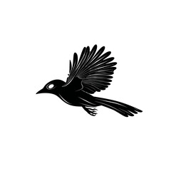Obraz premium Black bird in flight silhouette graphic illustration isolated on white background