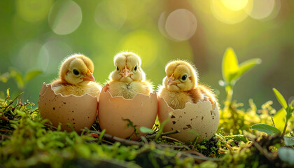 when the chick has just hatched and the egg shell has cracked