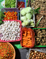 fresh vegetables in a market