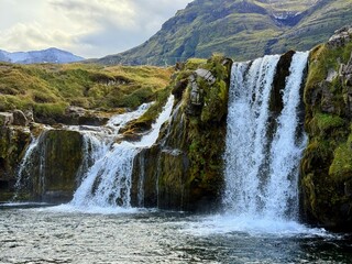Kirkjufell Mountain and Kirkjufellsfoss Waterfall, Snæfellsnes Peninsula, West Iceland