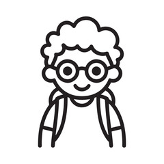 Cute cartoon child with glasses and backpack illustration