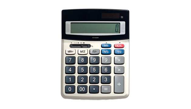 Calculator with a digital display and standard number pad - Powered by Adobe
