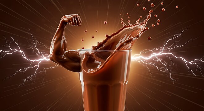 Unleash your power with a dynamic chocolate splash and electrifying energy boost