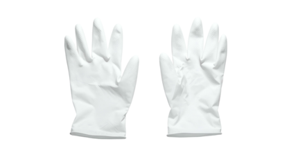 Clean white gloves, palms up, on black background