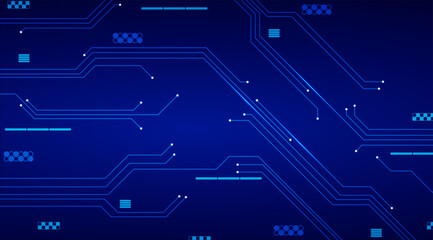 AI Circuit Pattern Vector Futuristic Tech Board with Glowing Lines Background