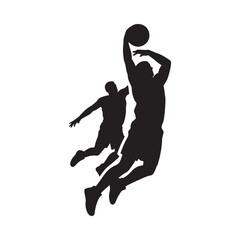Silhouette of two basketball players in action during a game
