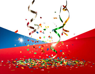  Colorful Holiday Confetti Burst with Streamers and Stars, Transparent PNG.And transparent the background.