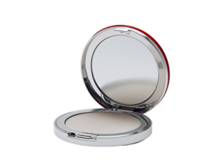Open compact powder case, light beige/off-white