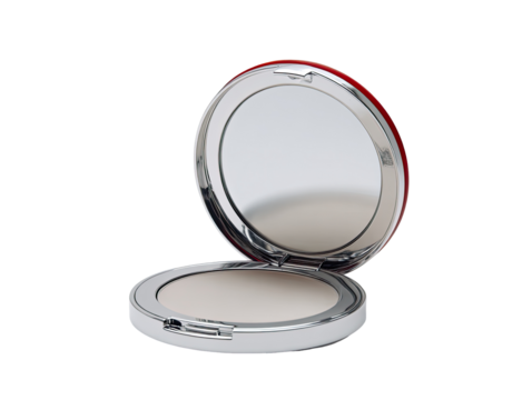 Open compact powder case, light beige/off-white