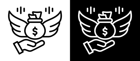 Financial Freedom Icon Set In Black And White Filled Style Collection