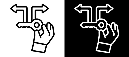 Key To Opportunity Icon Set In Black And White Filled Style Collection