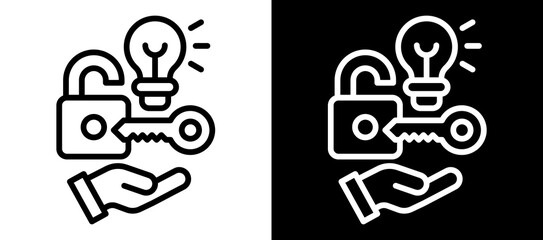 Unlock Potential Icon Set In Black And White Filled Style Collection