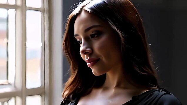 Elegant Young Woman in Lace Lingerie Walking Gracefully in a Sunlit Modern Bedroom  Beautiful Woman in Stylish Underwear Posing in a Minimalist Room Interior,3d products photography, 4k resolution