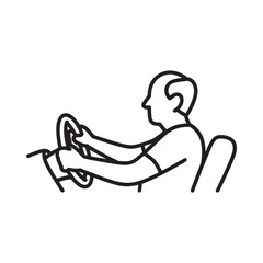 Man driving a car from the side view simple line drawing