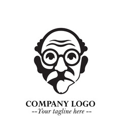 Intelligent Head of Professor Logo Symbol in Black on White Background with Modern Minimalist Design