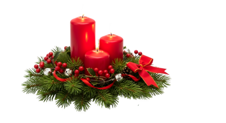Advent Wreath with Red Candles, isolated on transparent background