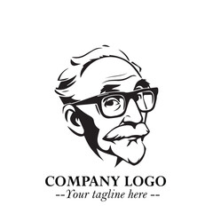 Intelligent Head of Professor Logo Symbol in Black on White Background with Modern Minimalist Design