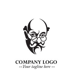 Intelligent Head of Professor Logo Symbol in Black on White Background with Modern Minimalist Design