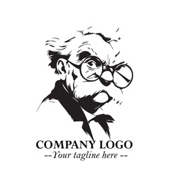 Intelligent Head of Professor Logo Symbol in Black on White Background with Modern Minimalist Design