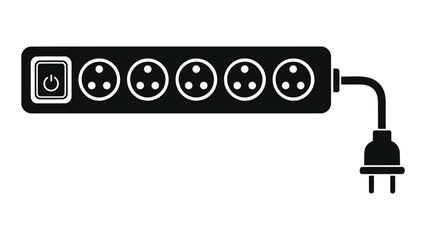 Black power strip on for multiple electrical outlet and surge protection