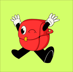 Cute Backpack Cartoon Character  School Bag Mascot Illustration