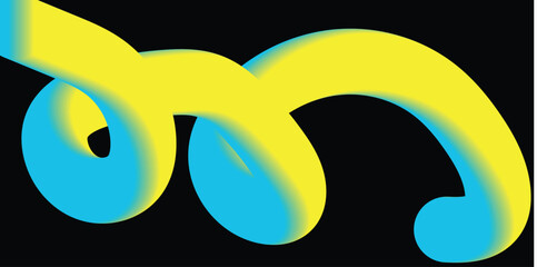 Vibrant yellow and blue abstract swirl with smooth gradient transitions on vector