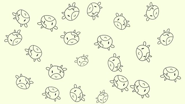 chubby cow pattern background animation