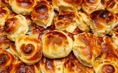 A stack of cinnamon rolls