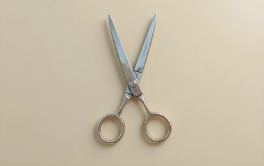 Professional stainless steel scissors open and ready for precise cutting action on neutral background