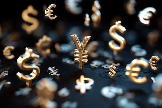 
Different currency symbols (USD, EUR, IDR, GBP) floating around a popular image 