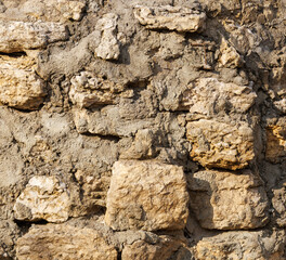A wall made of rocks and cement