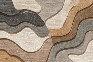 Abstract, textured design featuring swirling, layered shapes in muted earth tones