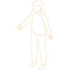 Full body outline illustration of a young person standing with arms outstretched on a transparent background representing a blank canvas for design or character placement