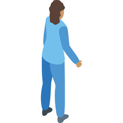 Full Body Isometric View Of A Person Wearing A Blue Scrub Suit With Brown Hair And A Transparent Background