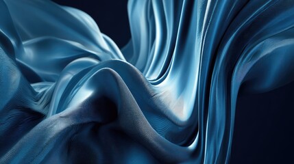Deep blue, flowing fabric drapes