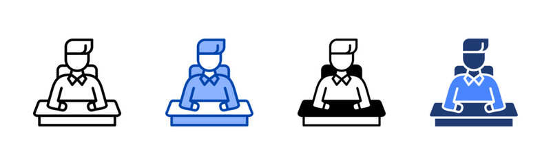 Chairman icon set multiple style collection