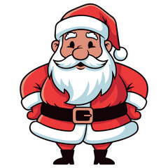 Jolly Cartoon Santa Claus Illustration in Red and White Suit