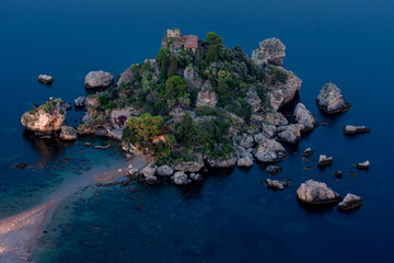 View of Isola Bella in Sicily, Italy