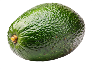 Ripe avocado isolated on transparent background, ready to be eaten fresh
