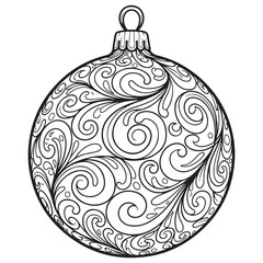 Intricate Christmas Ornament with Elaborate Swirling Filigree Line Art