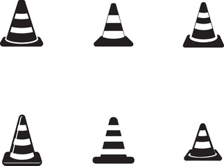 Traffic Cone Vector Icons Set | Road Safety, Warning and Construction Symbols