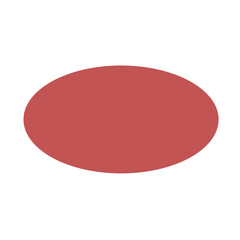 Flat red oval 2D vector shape, smooth geometric form for buttons, frames, or soft design elements in user interface projects.

