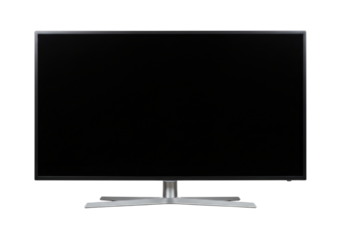 Modern flat screen television with stand transparent background cutout png