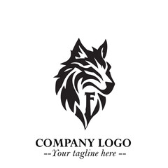 Fierce Head of Wolf Logo Symbol in Black on White Background with Bold Minimalist Modern Design
