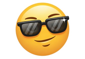 Cool sunglasses emoji smiling face with sunglasses expression isolated on white background